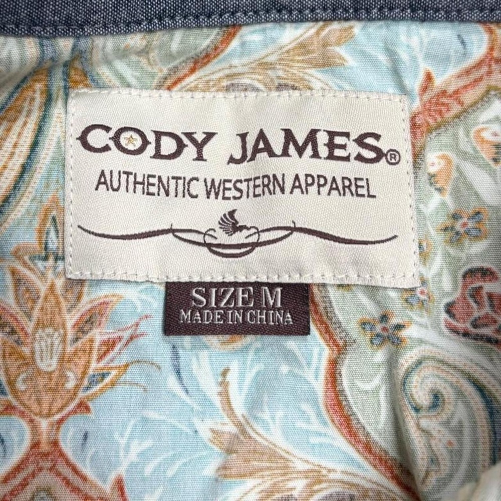 Cody James Blue Paisley Floral Pearl Snap Western Shirt Mens Size M - Picture 2 of 5